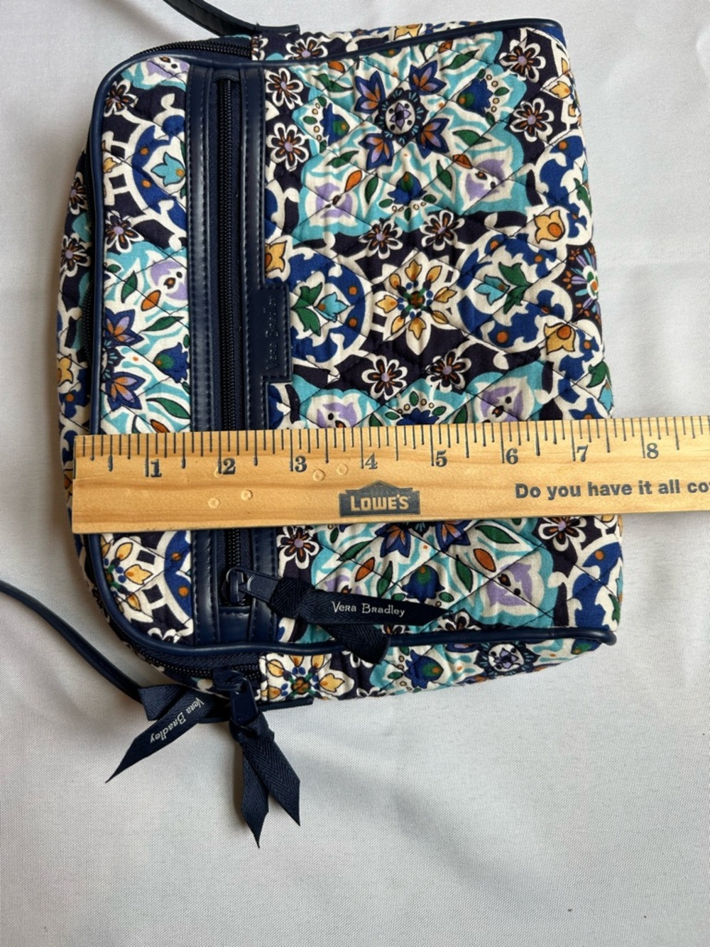 Vera Bradley Cotton Trimmed Crossbody Bag in Lisbon Medallion Cool Pattern - Picture 4 of 12